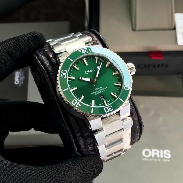 Oris Aquis Date Swiss 1:1 Silver Green Dial Automatic Mens Watch