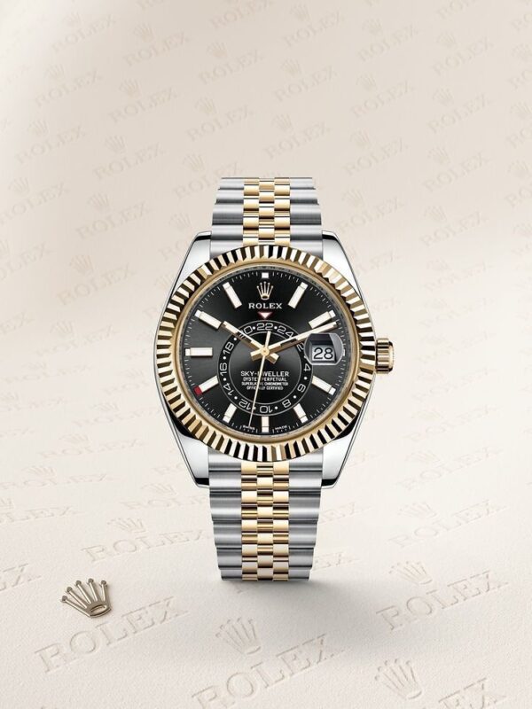 Rolex SkyDweller Black Dial Two Tone Jubli Chain Automatic Men’s Watch