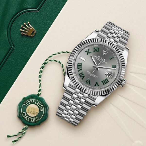 Rolex Date Just 41 Stainless Steel Grey Dial Jubli Chain Belt Japanese Master Quality Mens Watch