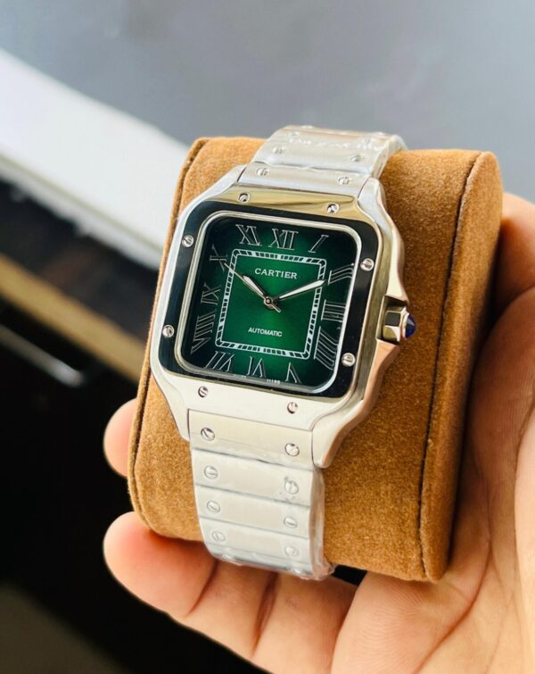 Cartier Santos Silver Green Dial