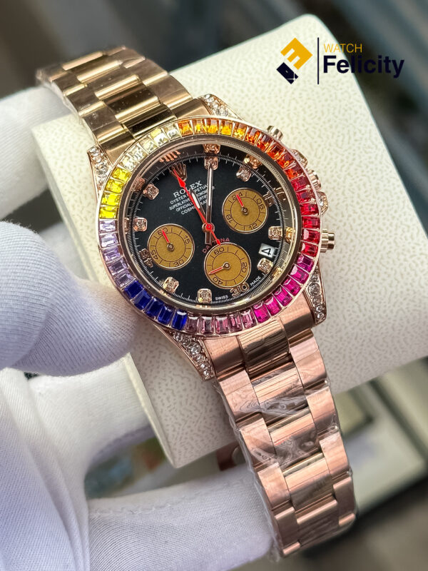 Rolex Cosmograph Daytona Rainbow Rose Gold Diamond Bezel 40mm High Quality AA Grade Chonograp Watch