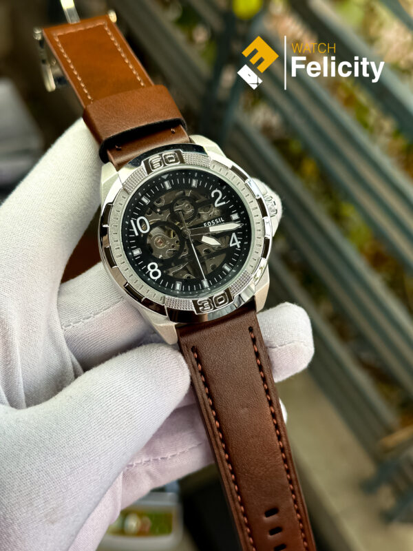 Fossil Bronson Automatic Black Dial Leather Men’s Watch- FS5829