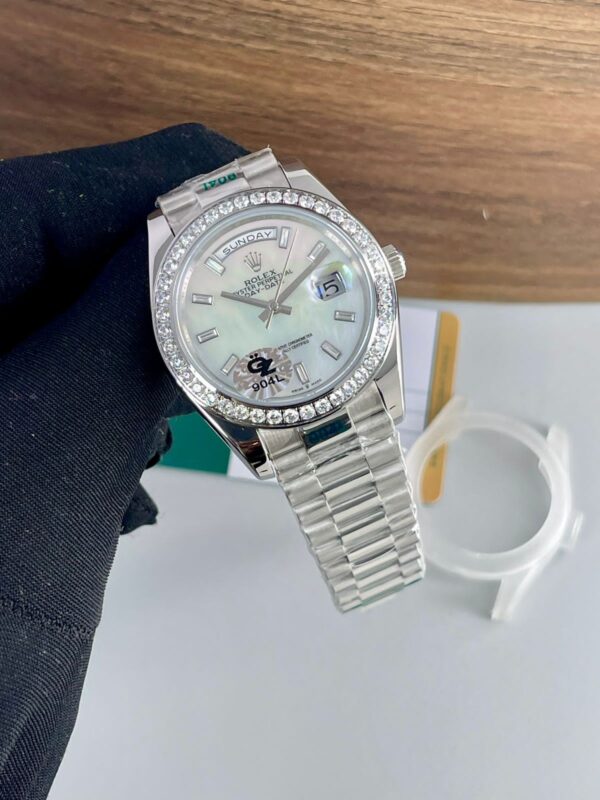 Rolex Day-Date White Dial Diamond Bezel OZ