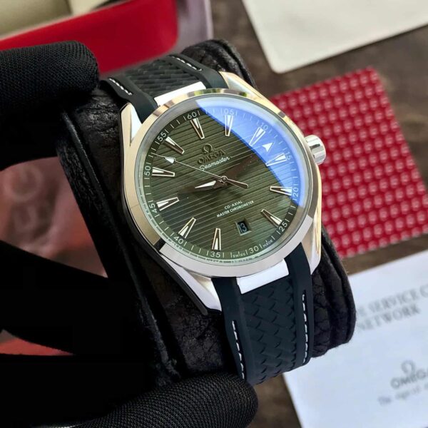 Omega Seamster CoAxial Japanese Automatic Black Fiber Belt & Green Dial Automatic Mens Watch