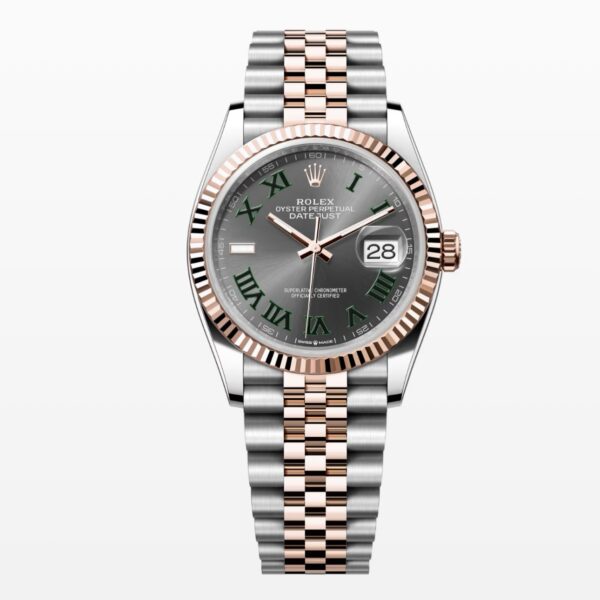 Rolex Date Just 41 Two Tone Rosegold Grey Dial Automatic Mens Watch