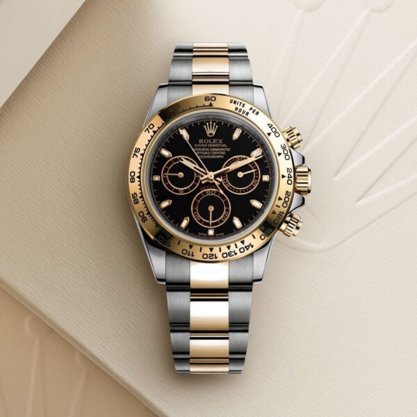 Rolex Daytona Panda Stainless Steel Gold & Black Dial Japanese Master Quality Automatic Men’s Watch