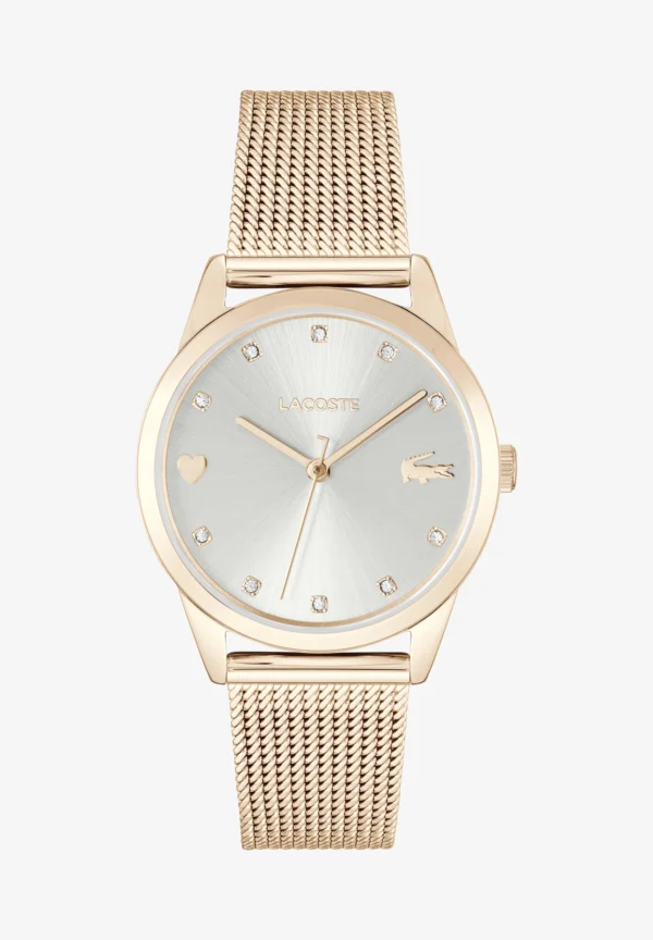 Lacoste Stargaze Carnation Gold Steel Mesh Silver White Dial Women's Watch - 2001306