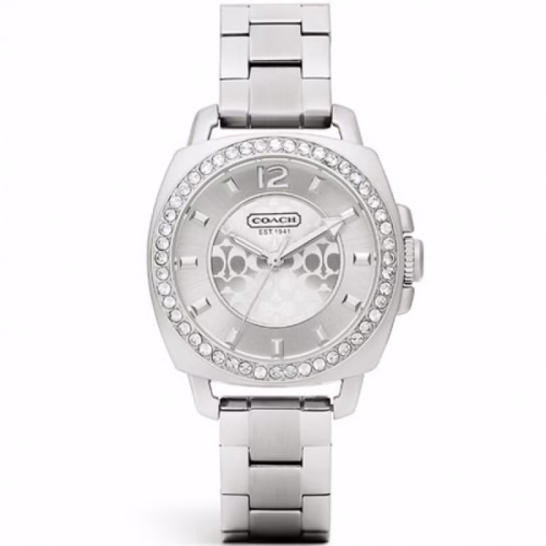 Coach Women's Boyfriend' Crystal Bezel Bracelet Watch, 35mm