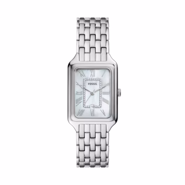 Fossil Raquel Women's MOP Rectangular Dial Stainless Steel Bracelet Watch