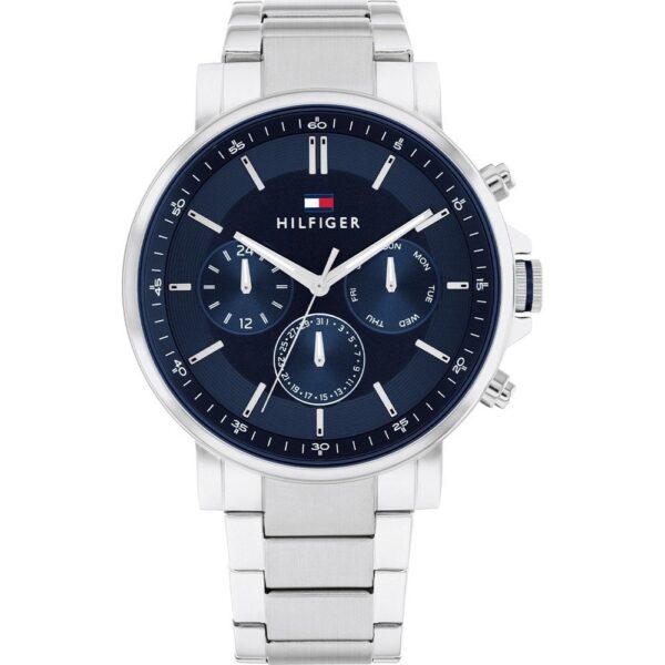 Tommy Hilfiger Tyson Chronograph Blue Dial Silver Steel Strap Watch For Men - 1710588