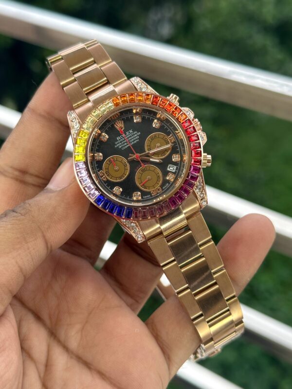 Rolex Cosmograph Daytona Rainbow Rose Gold Diamond Bezel 40mm High Quality AA Grade Chonograp Watch