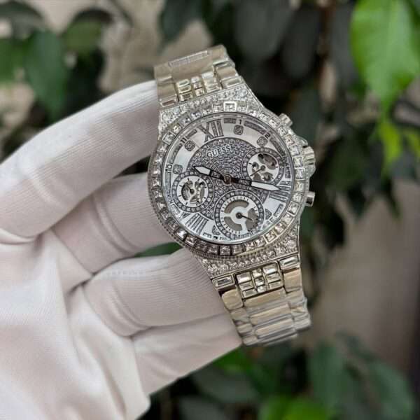 GUESS GW0960G1 – Silver-Tone Crystal Multi-Function Watch