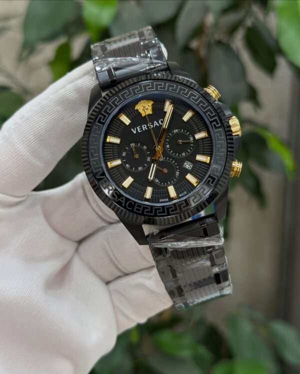 Versace Greca Chronograph Style – Black & Gold