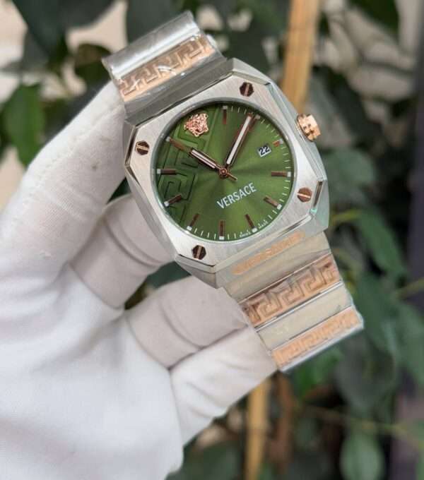 Versace Greca Edge Style – Green Dial & Two-Tone Bracelet