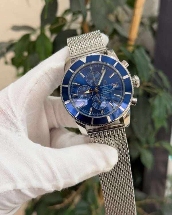 Breitling Superocean Heritage Chronograph Style – Blue Dial & Mesh Bracelet