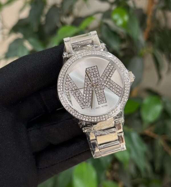 Michael Kors Pavé MK Logo Watch – Silver-Tone