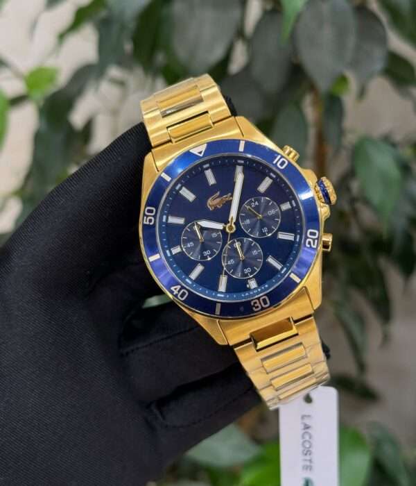 Lacoste Chronograph Style – Blue Dial & Gold-Tone Bracelet
