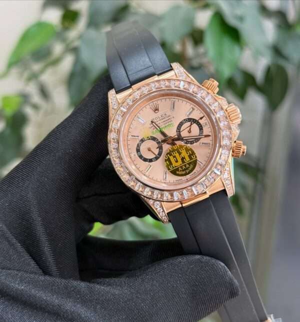 Rolex Daytona Style – Rose Gold Dial & Diamond-Set Bezel