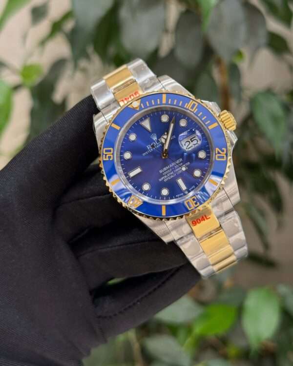 Rolex Submariner Style – Blue Dial & Full Gold-Tone Bracelet