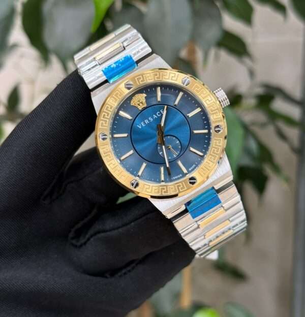 Versace Greca Dome Style – Blue Dial & Two-Tone Bracelet