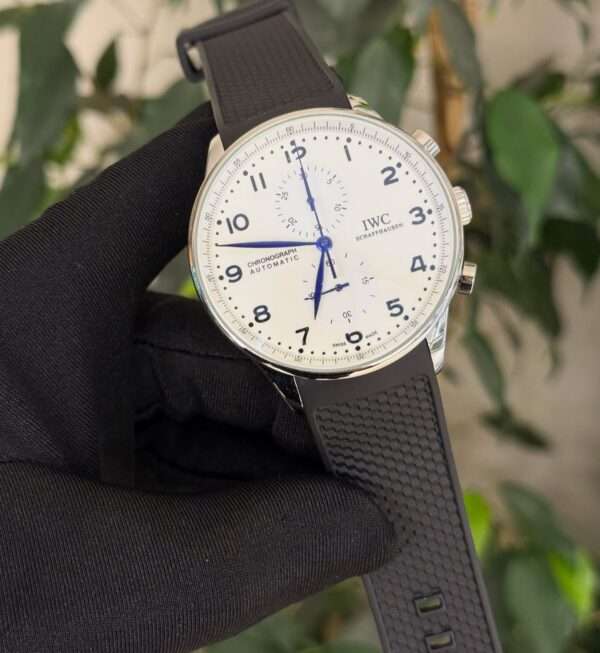 IWC Portugieser Chronograph Style – White Dial & Black Rubber Strap