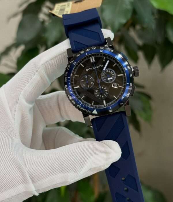 Burberry The City Sport Chronograph BU9807 – Black Dial & Blue Rubber Strap