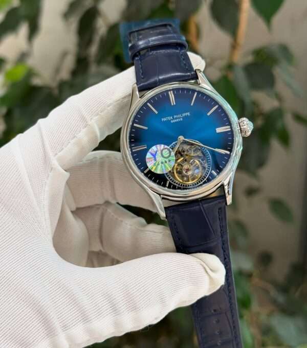 Patek Philippe Tourbillon Style – Blue Dial & Navy Leather Strap