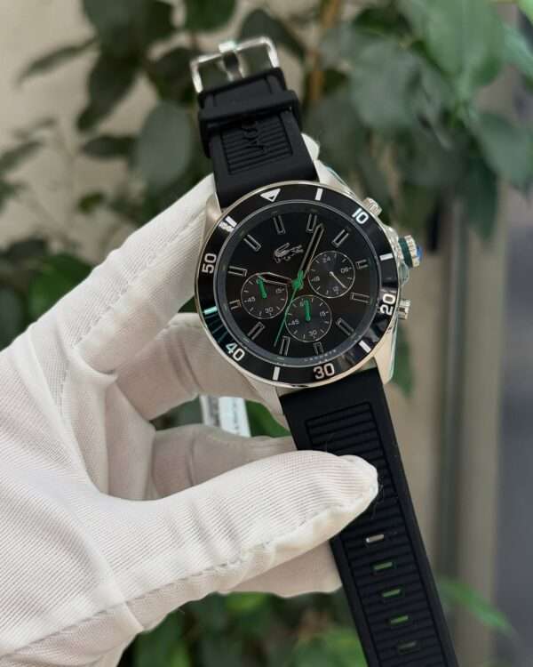 Lacoste Chronograph Style – Black Dial & Green Accents