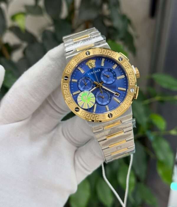Versace Greca Chronograph Style – Blue Dial & Two-Tone Bracelet