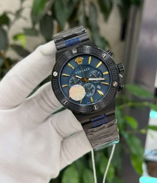 Versace Greca Reaction Chronograph Style – Blue Dial & Black Case