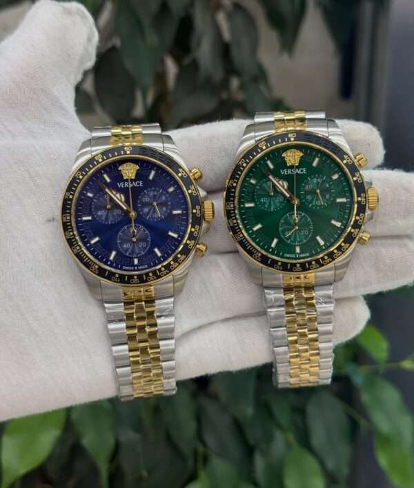 Versace Greca Chronograph Style – Blue Dial & Two-Tone Bracelet
