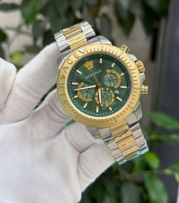 Versace Chrono Master VE8R00524 Style – Green Dial & Two-Tone Bracelet