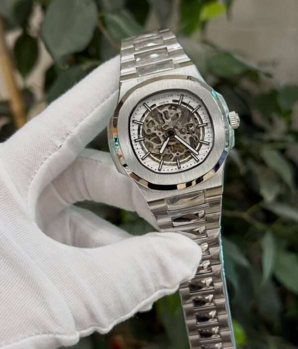 Patek Philippe Nautilus Skeleton Style – Silver Stainless Steel