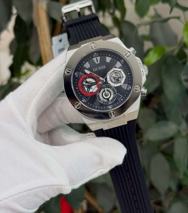 GUESS Multifunction Style – Black Dial & Black Silicone Strap