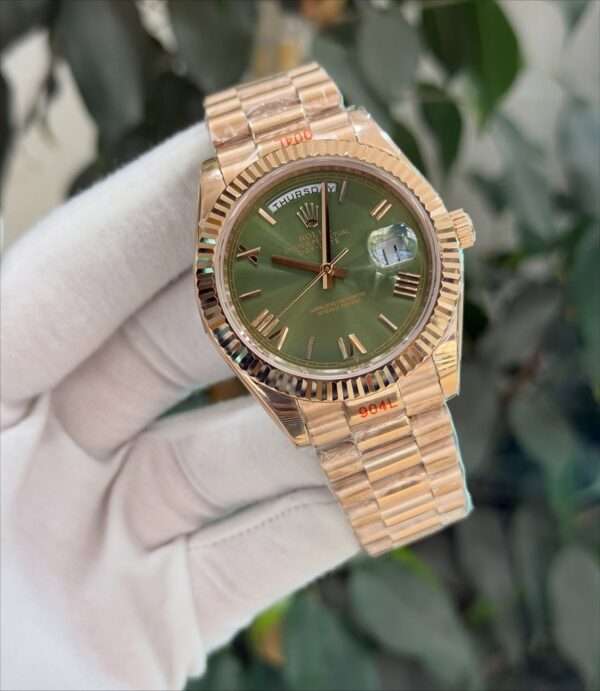 Rolex Day-Date 40 Style – Green Dial & Rose Gold-Tone Bracelet