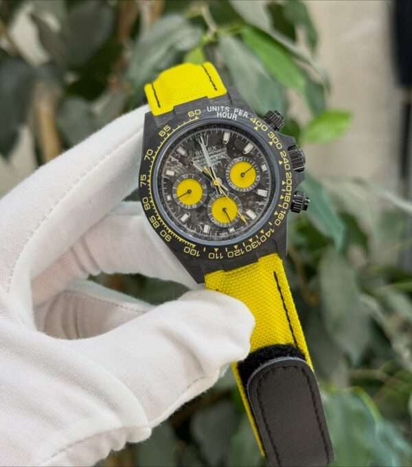Rolex Daytona Style – Black Dial, Yellow Sub-Dials & Yellow Strap