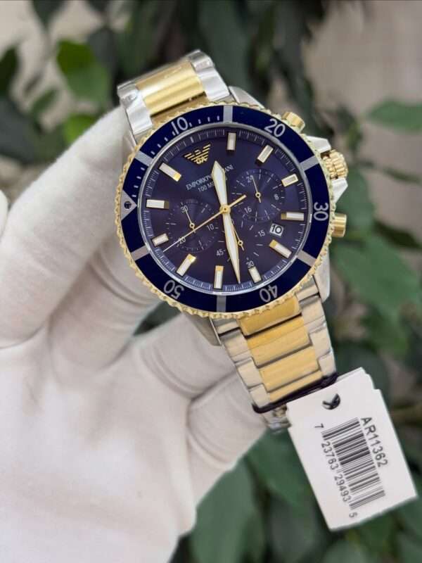 Emporio Armani Mario Chronograph AR11362 – Blue Dial & Two-Tone Bracelet