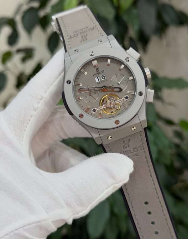 Hublot Big Bang Tourbillon Style – Silver Dial & Grey Strap