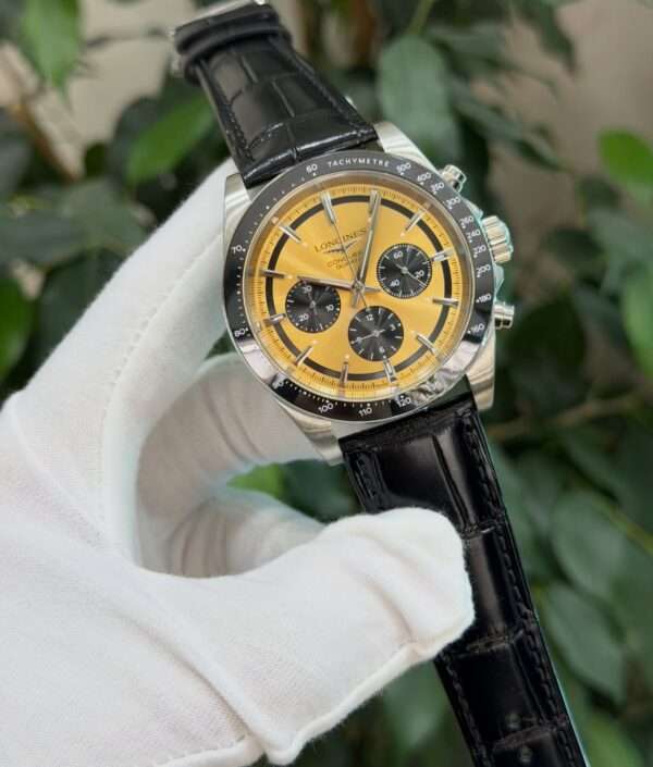 Longines Conquest Style – Gold Dial & Black Leather Strap