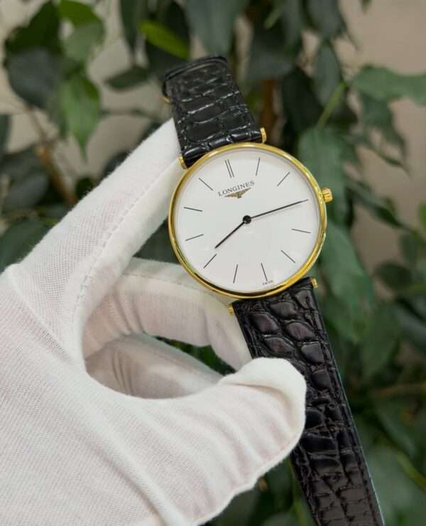 Longines Style – White Dial & Black Leather Strap