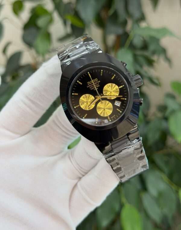 Rado Chronograph Style – Black Dial & Gold Sub-Dials