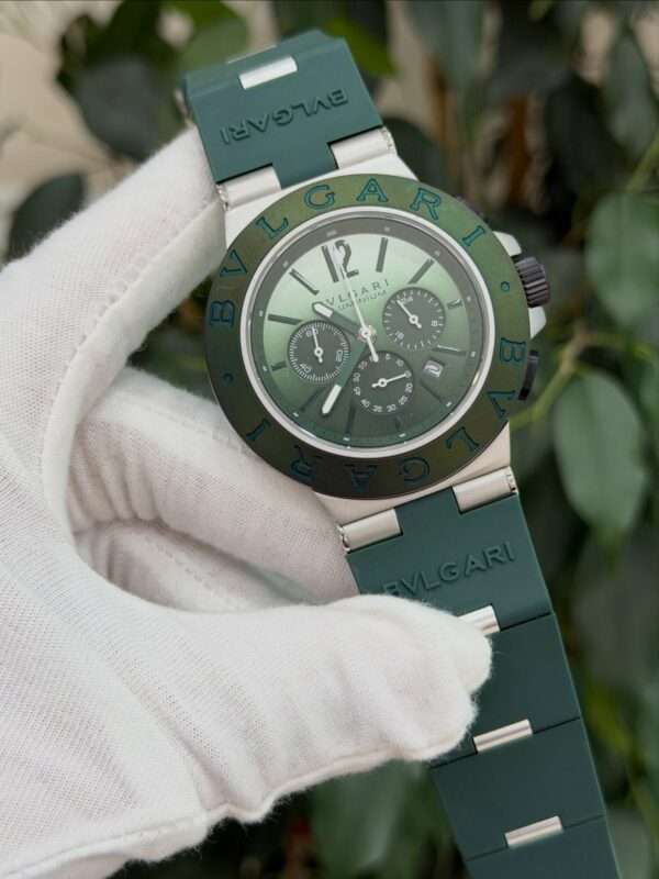 Bvlgari Diagono Chronograph Style – Green Dial & Green Rubber Strap