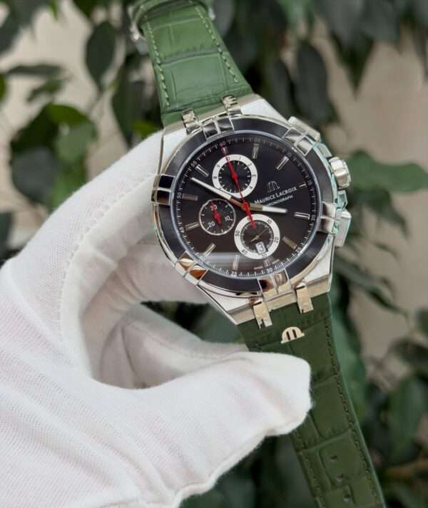 Maurice Lacroix Aikon Chronograph Style – Black Dial & Green Leather Strap
