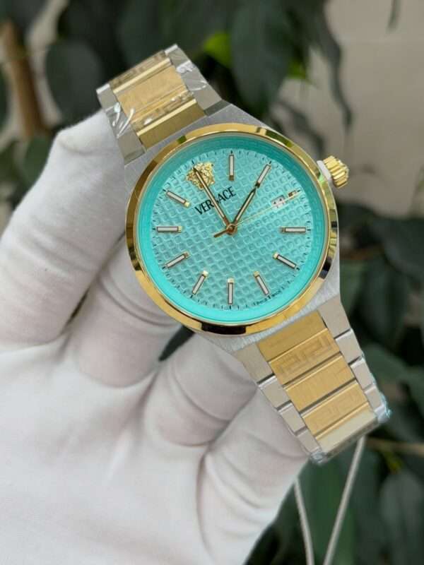 Versace Greca Dome Style – Turquoise Green Dial & Two-Tone Bracelet