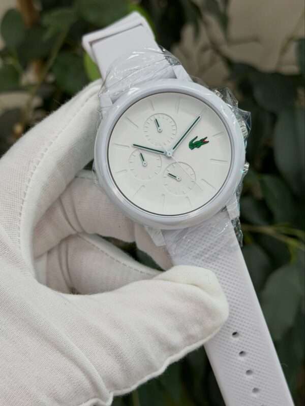 Lacoste L.12.12 Chronograph – White Dial & White Silicone Strap