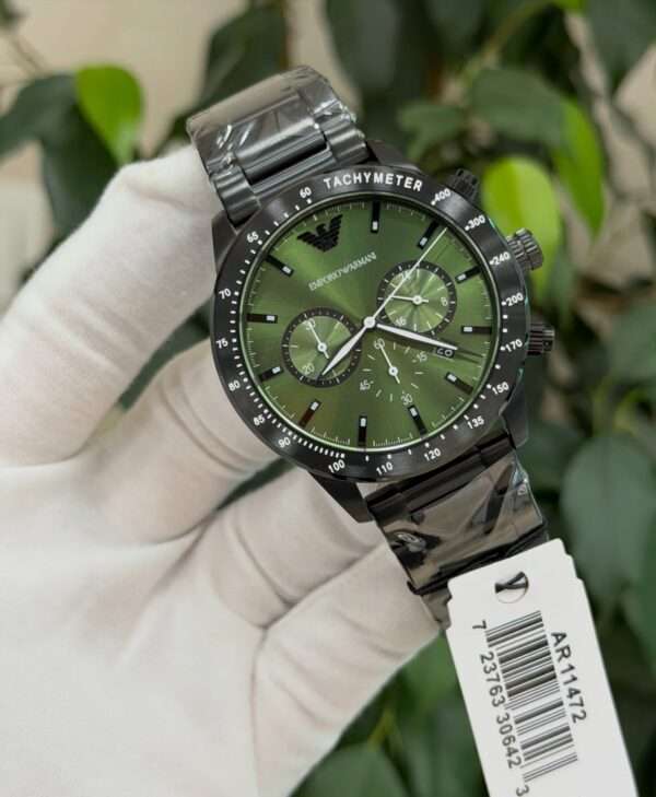 Emporio Armani Mario Chronograph AR11472 – Green Dial & Black Bracelet