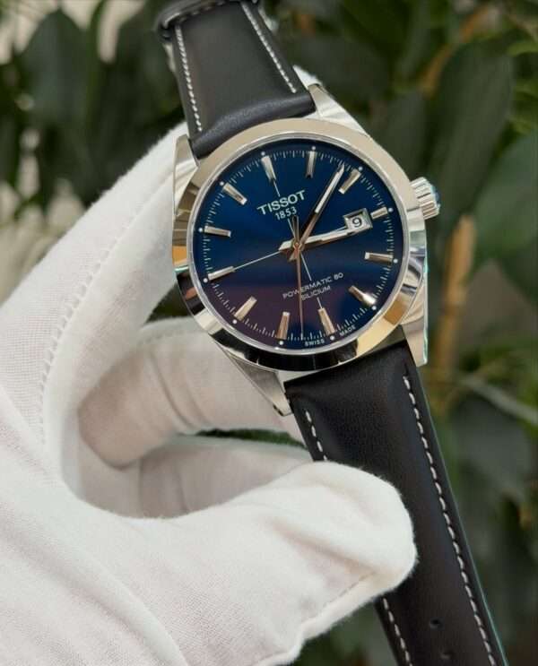 Tissot Gentleman Powermatic 80 Silicium – Blue Dial & Black Leather Strap
