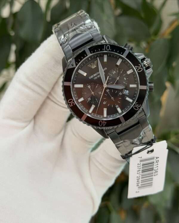 Emporio Armani World Explorer AR11683 – Silver Dial & Black Diver Bezel