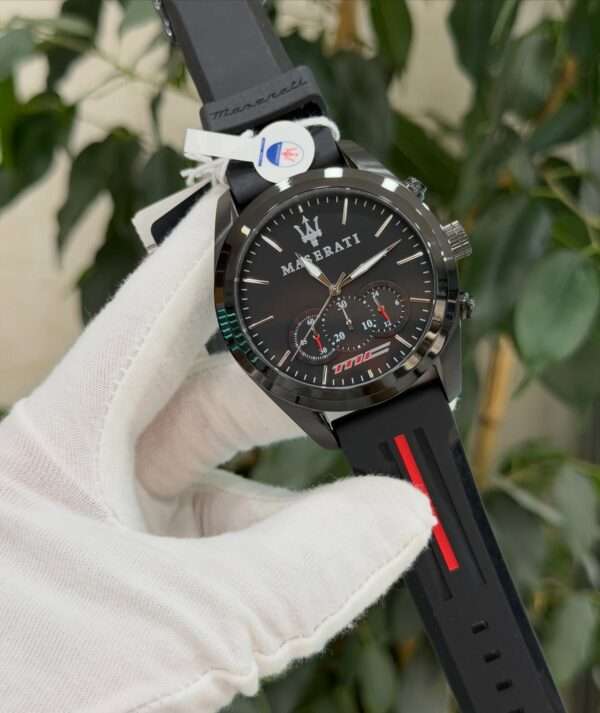 Maserati Chronograph Style – Black Dial & Black Rubber Strap