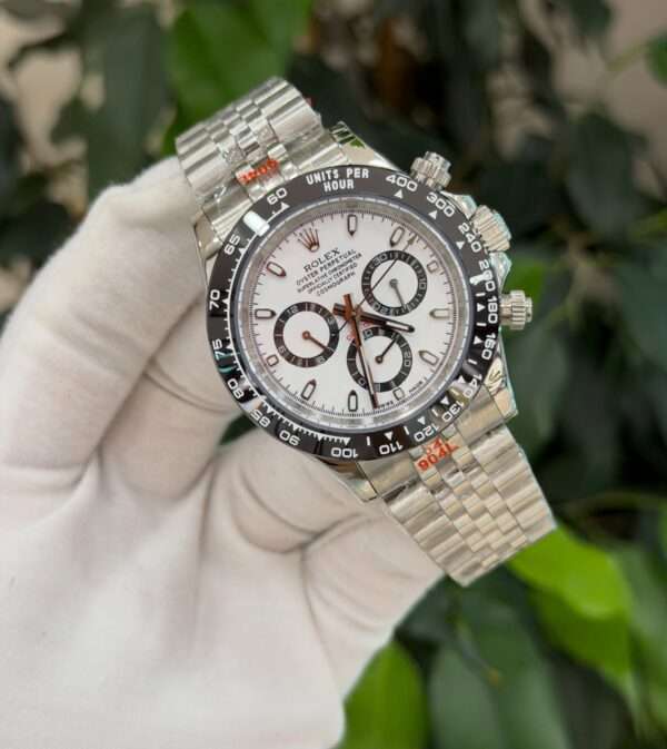 Rolex Daytona Style – White Dial & Black Ceramic Bezel